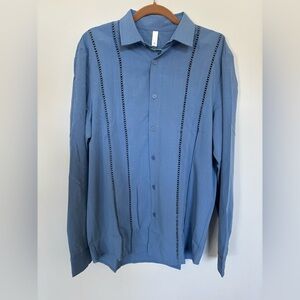 Elegant Blue Casual Button-Down Shirt
